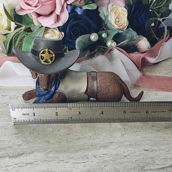 The Hamilton Collection Dachshund Spurs N Fur Bone a Fide Rebel Cowboy Figurine - Picture 9 of 11
